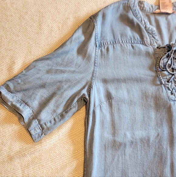 Philosophy Light Wash Denim Chambray Tunic Dress Size Large - Picture 6 of 8